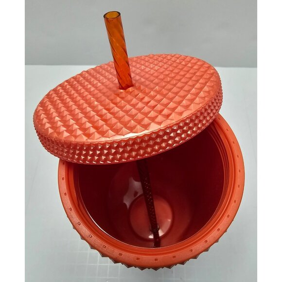 Starbucks Orange Pearlized Studded 24 Oz Tumbler with Matching Straw and Lid - Picture 7 of 7